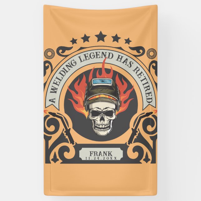 Custom retired welder legend add name banner (Vertical)