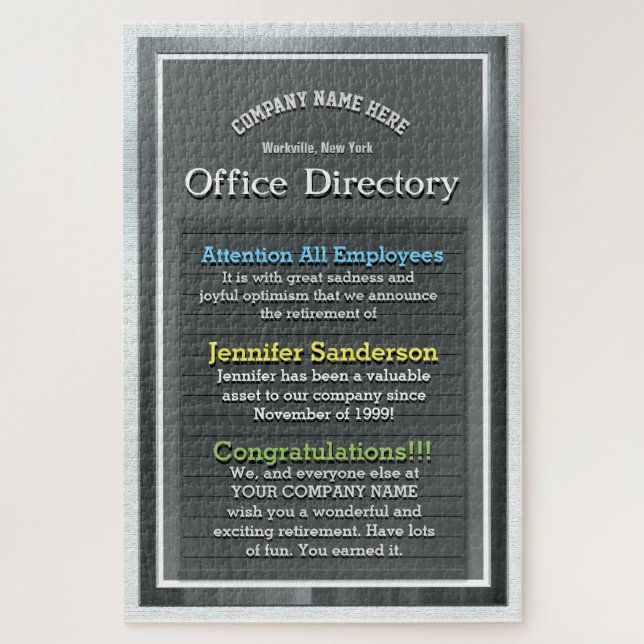 Custom Retirement Gift  Jigsaw Puzzle (Vertical)