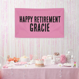 CUSTOM RETIREMENT PARTY PINK BANNER BANNERS
