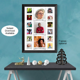 Custom Retro 15 Photo Collage And Text  Poster