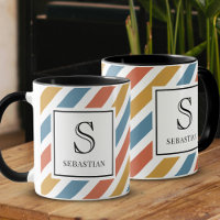 Custom Retro 70s Stripes Pattern Monogram and Name