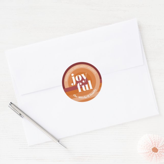 Custom Retro Abstract Waves Art Pattern Classic Round Sticker (Envelope)