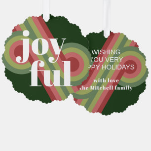 Custom Retro Abstract Waves Art Pattern Tree Decoration Card