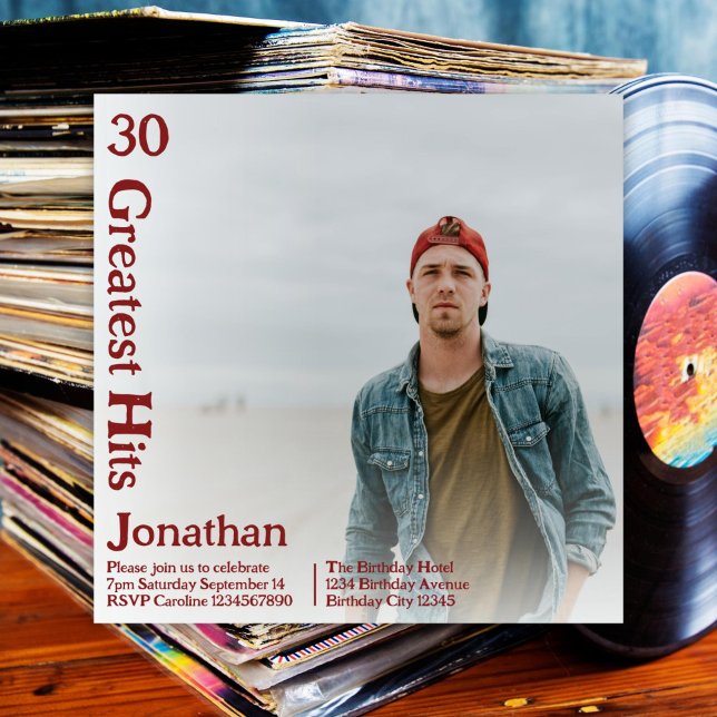 Custom Retro Album Cover Music 30th Birthday Invitation (Creator Uploaded)