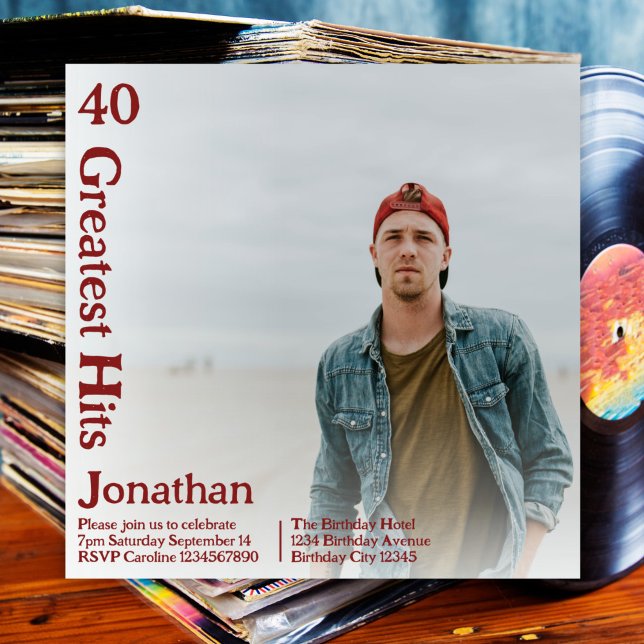 Custom Retro Album Cover Music 40th Birthday Invitation (Creator Uploaded)