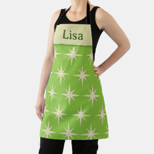 Custom Retro Atomic stars pattern on lime green   Apron