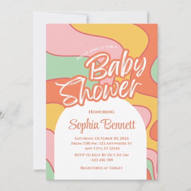 Custom Retro Baby Shower Invitation (Front)