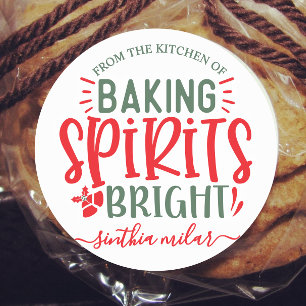 Custom Retro Baking Spirits Bright Holiday baking Classic Round Sticker