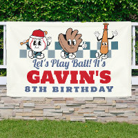 Custom Retro Baseball Birthday Party Vinyl Outdoor