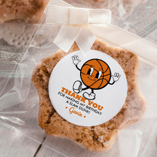 Custom Retro Basketball Birthday Party Thank You Classic Round Sticker