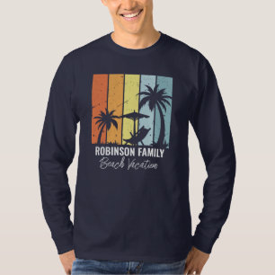 Custom Retro Beach Trip Navy Blue Long Sleeve T-Shirt