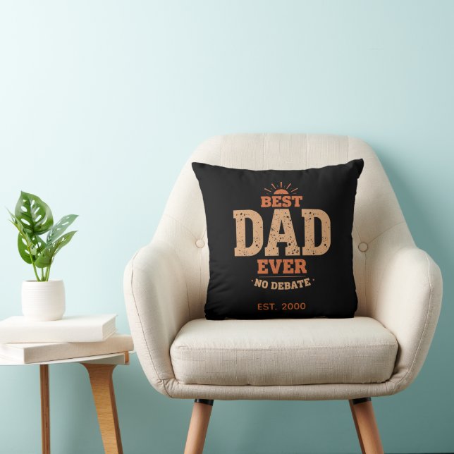 Custom Retro Best Dad Ever Throw Pillow (Chair)