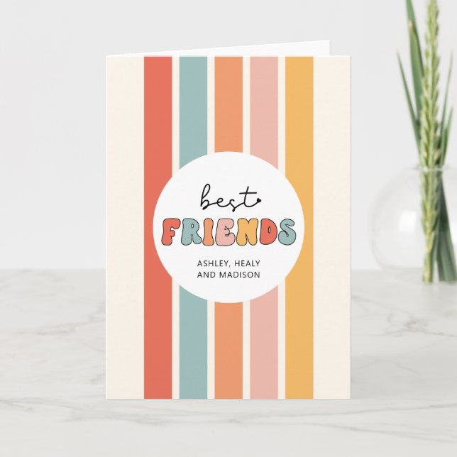 Custom Retro Best Friends BFFs Cute Besties Gifts Card (Front)