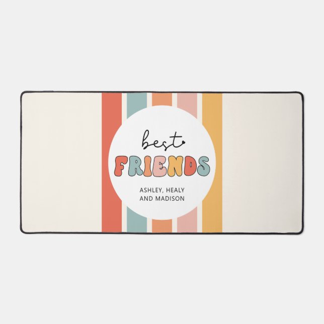 Custom Retro Best Friends BFFs Cute Besties Gifts Desk Mat (Front)
