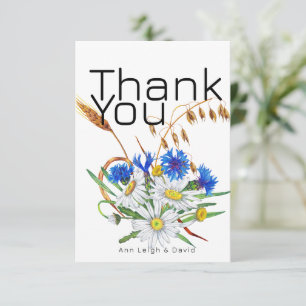 Custom Retro Boho Cards, Personalised Wildflower Thank You Card