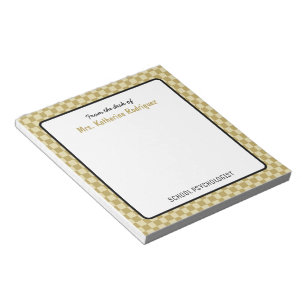 Custom Retro Check Pattern School Psychologist Notepad