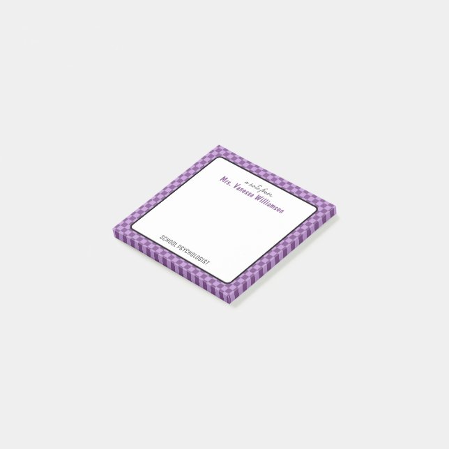 Custom Retro Check Pattern School Psychologist Post-it Notes (Angled)