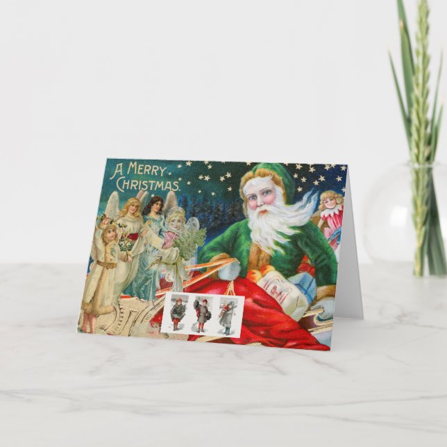 CUSTOM RETRO CHRISTMAS IMAGE COLLAGE BLANK CARD (Front)