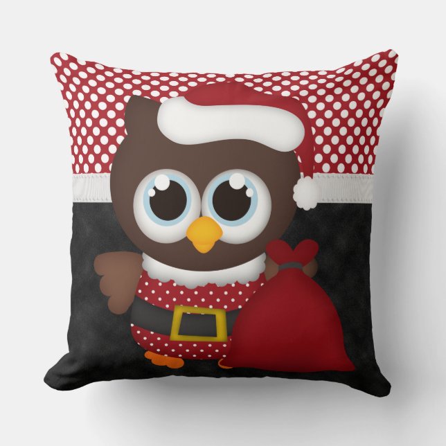 Custom Retro Christmas Owl Cushion (Front)
