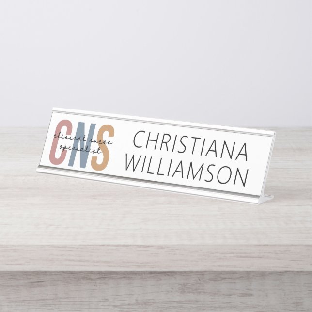 Custom Retro CNS Clinical Nurse Specialist Desk Name Plate (Front)