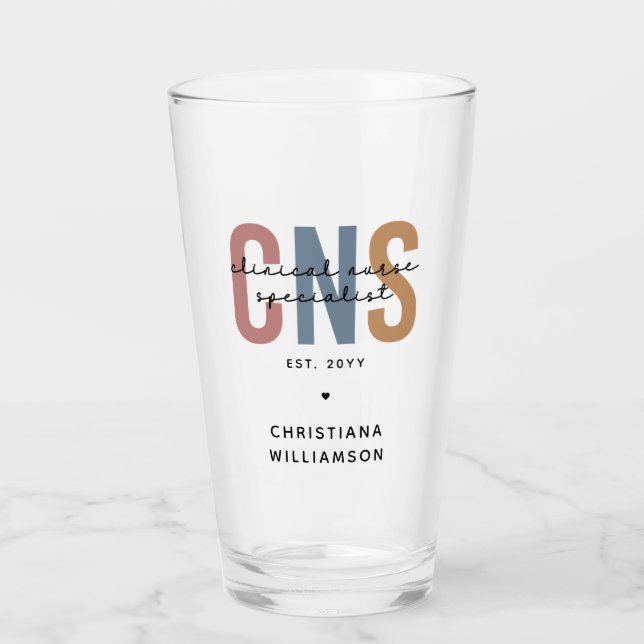 Custom Retro CNS Clinical Nurse Specialist Glass (Front)