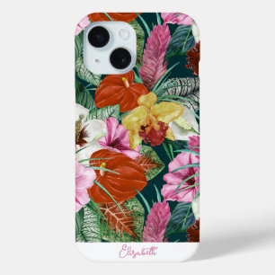 Custom Retro Coastal Paradise Blooms iPhone 15 Case