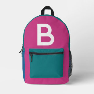 Custom Retro Colour Block Initial Backpack