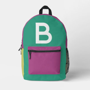 Custom Retro Colour Block Initial Backpack