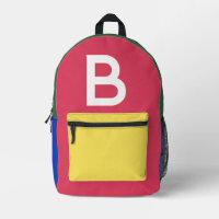 Custom Retro Colour Block Initial Backpack