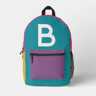 Custom Retro Colour Block Initial Backpack
