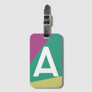 Custom Retro Colour Block Monogram Luggage Tag