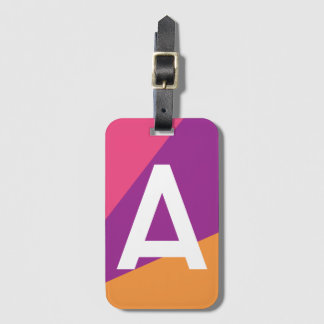 Custom Retro Colour Block Monogram Luggage Tag