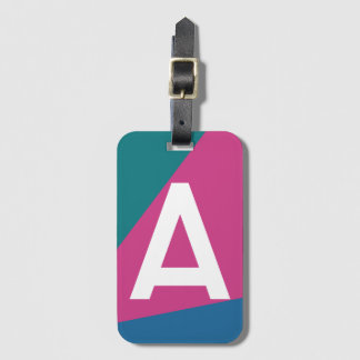 Custom Retro Colour Block Monogram Luggage Tag