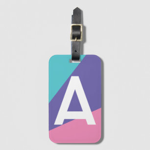 Custom Retro Colour Block Monogram Luggage Tag