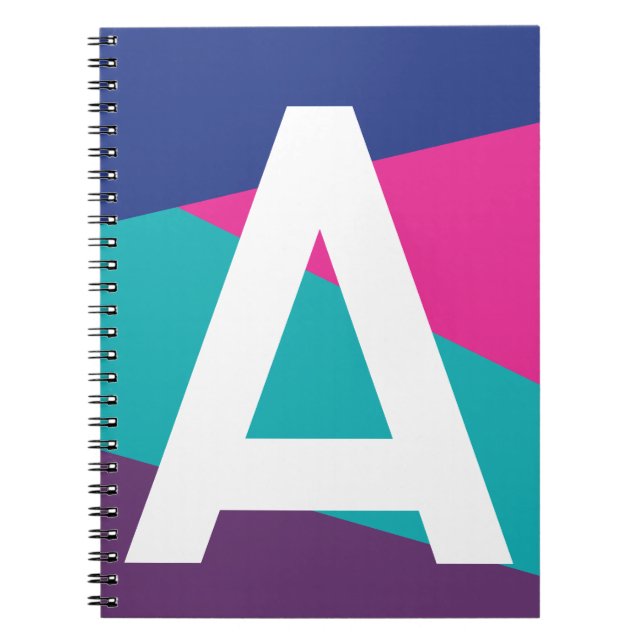 Custom Retro Colour Block Monogram Notebook (Front)