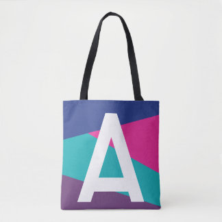 Custom Retro Colour Block Monogram Tote Bag