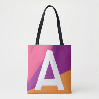 Custom Retro Colour Block Monogram Tote Bag