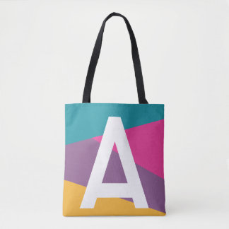Custom Retro Colour Block Monogram Tote Bag