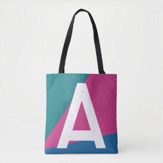 Custom Retro Colour Block Monogram Tote Bag