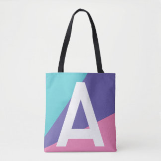 Custom Retro Colour Block Monogram Tote Bag