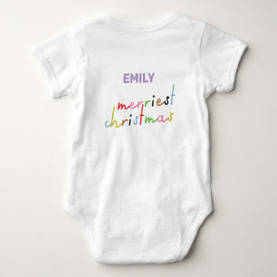 custom retro colourful merriest christmas baby bodysuit