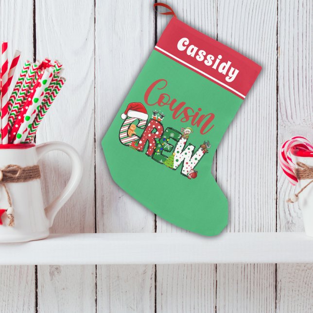 Custom  Retro Cousin Crew Christmas  Small Christmas Stocking (Creator Uploaded)