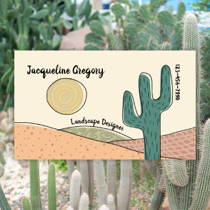 Custom Retro Desert Cactus Small Business Template Business Card