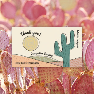 Custom Retro Desert Cactus Thank You Template Business Card