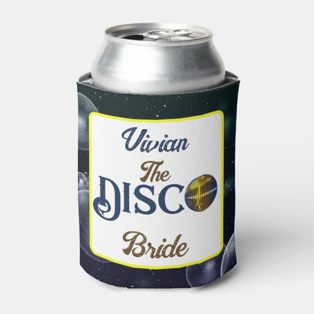 Custom  Retro Disco Bachelorette Party Disco Bride Can Cooler (Can Front)