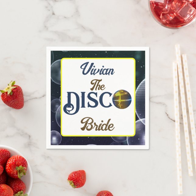 Custom  Retro Disco Bachelorette Party Disco Bride Napkin (Insitu)