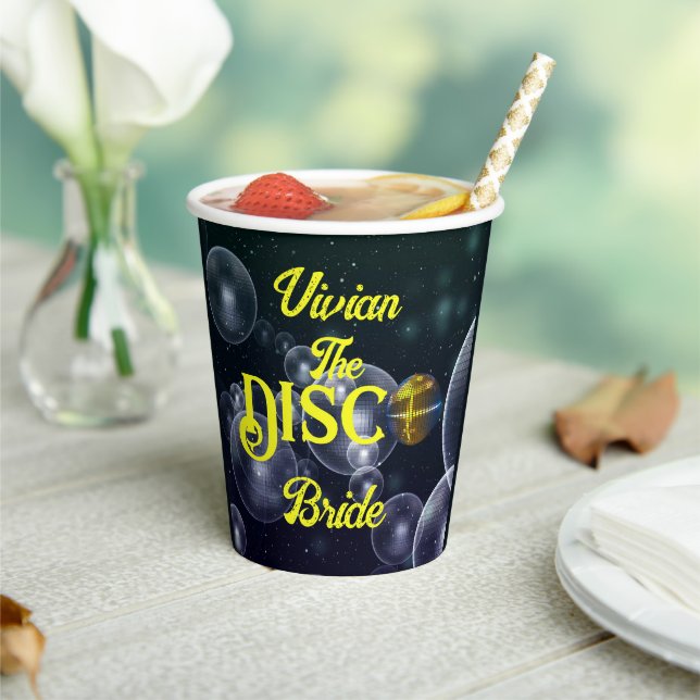 Custom  Retro Disco Bachelorette Party Disco Bride Paper Cups (Insitu)