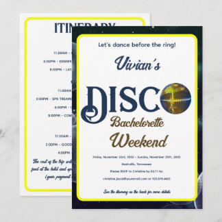 Custom  Retro Disco Bachelorette Weekend Invitation