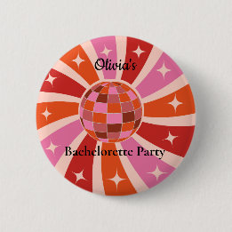 Custom Retro Disco ball Bachelorette party  6 Cm Round Badge