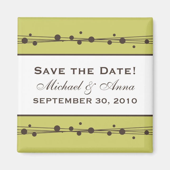 :custom: Retro Dots & Staw Save the Date Magnet_2 Magnet (Front)